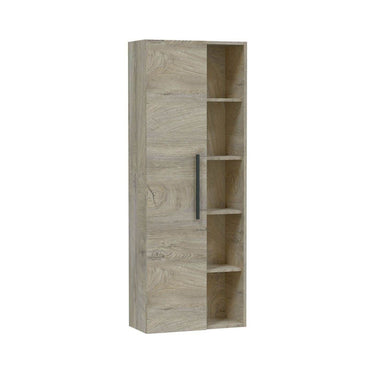 Neves Oak Effect Wall-Mounted Bathroom Vanity Storage Cupboard with Five Compartments - UK Luxury Furniture
